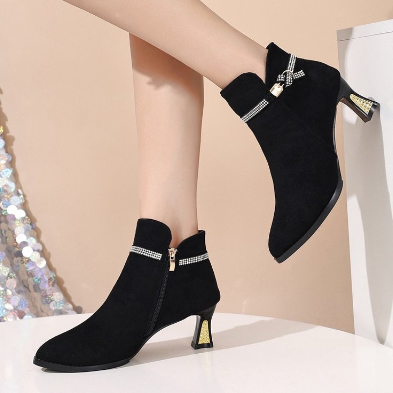 Winter Clothing Clearance Sale - Women Ankle Boots Pointed Toe Rhinestone