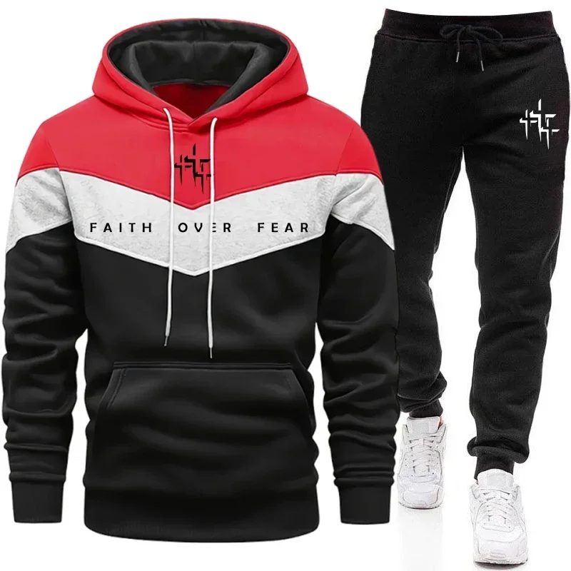 Winter Clothing Men - Faith Over Fear Men's Tracksuit Hooded