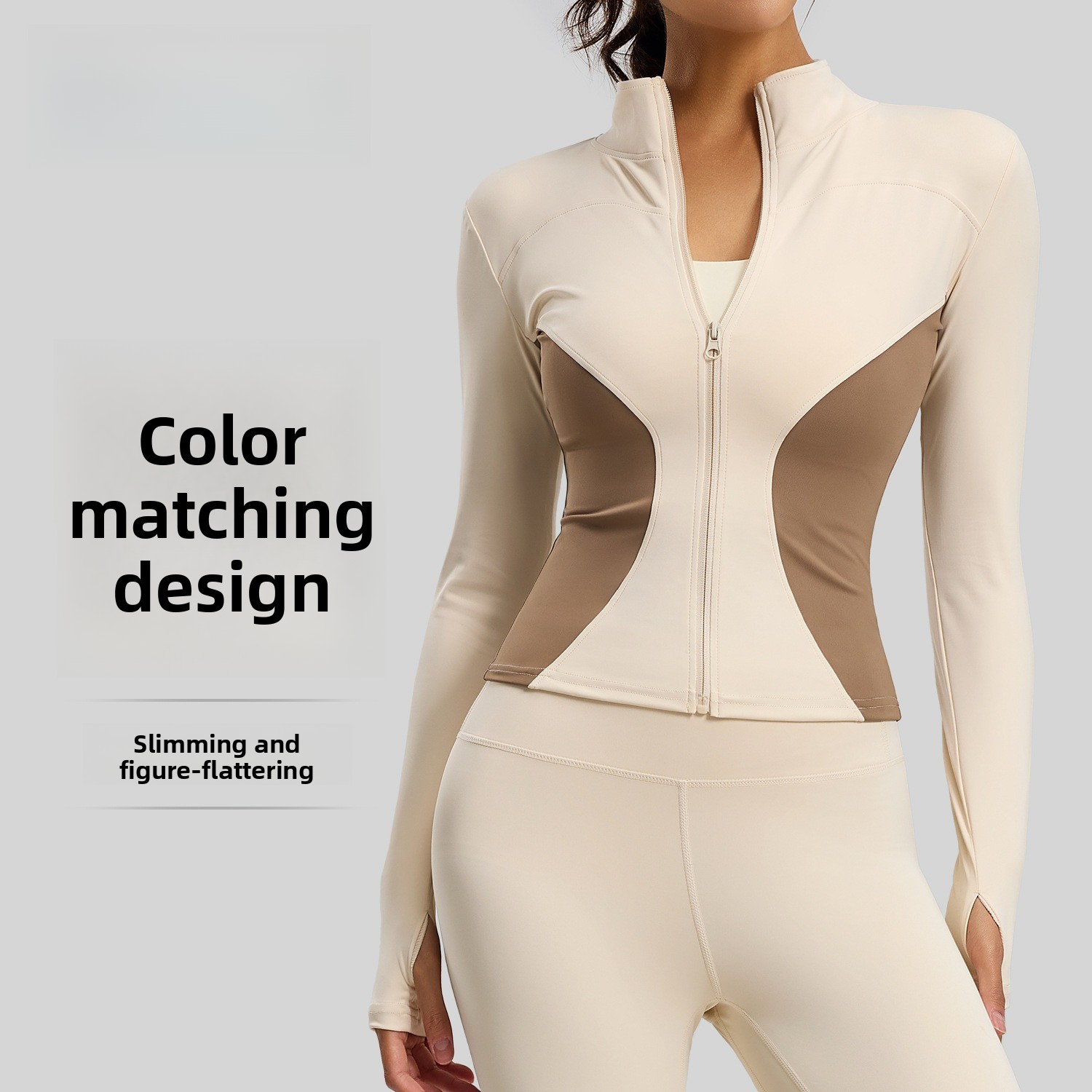 Winter Yoga Clothing - Color Blocked Slimming Yoga Jacket Women