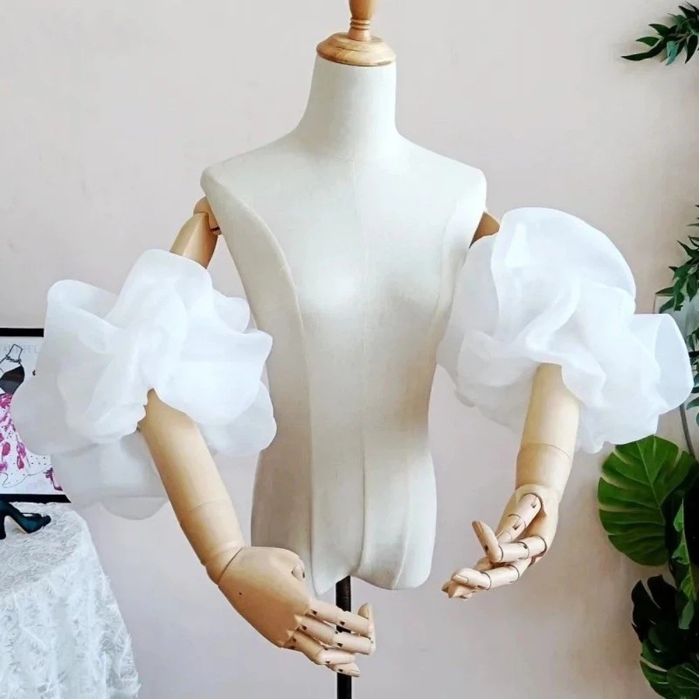 Winter Clothing Ladies - Elegant Puffy Bridal Sleeves Organza Removeable